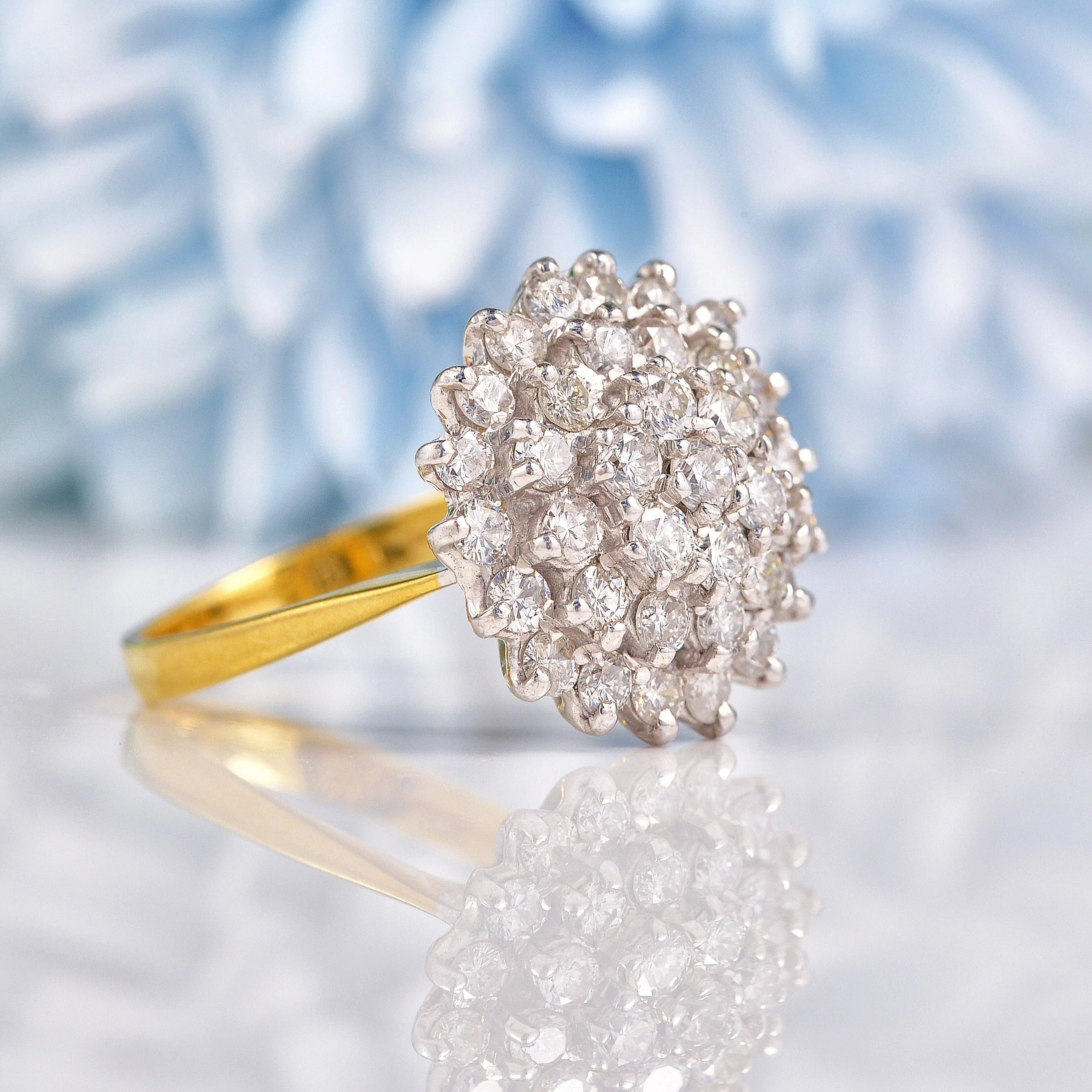 Ellibelle Jewellery Vintage 1988 Diamond 18ct Gold Cluster Dress Ring