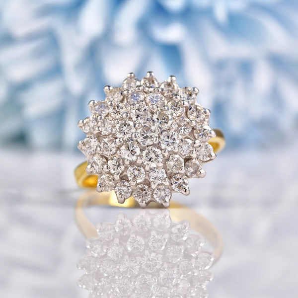 Ellibelle Jewellery Vintage 1988 Diamond 18ct Gold Cluster Dress Ring