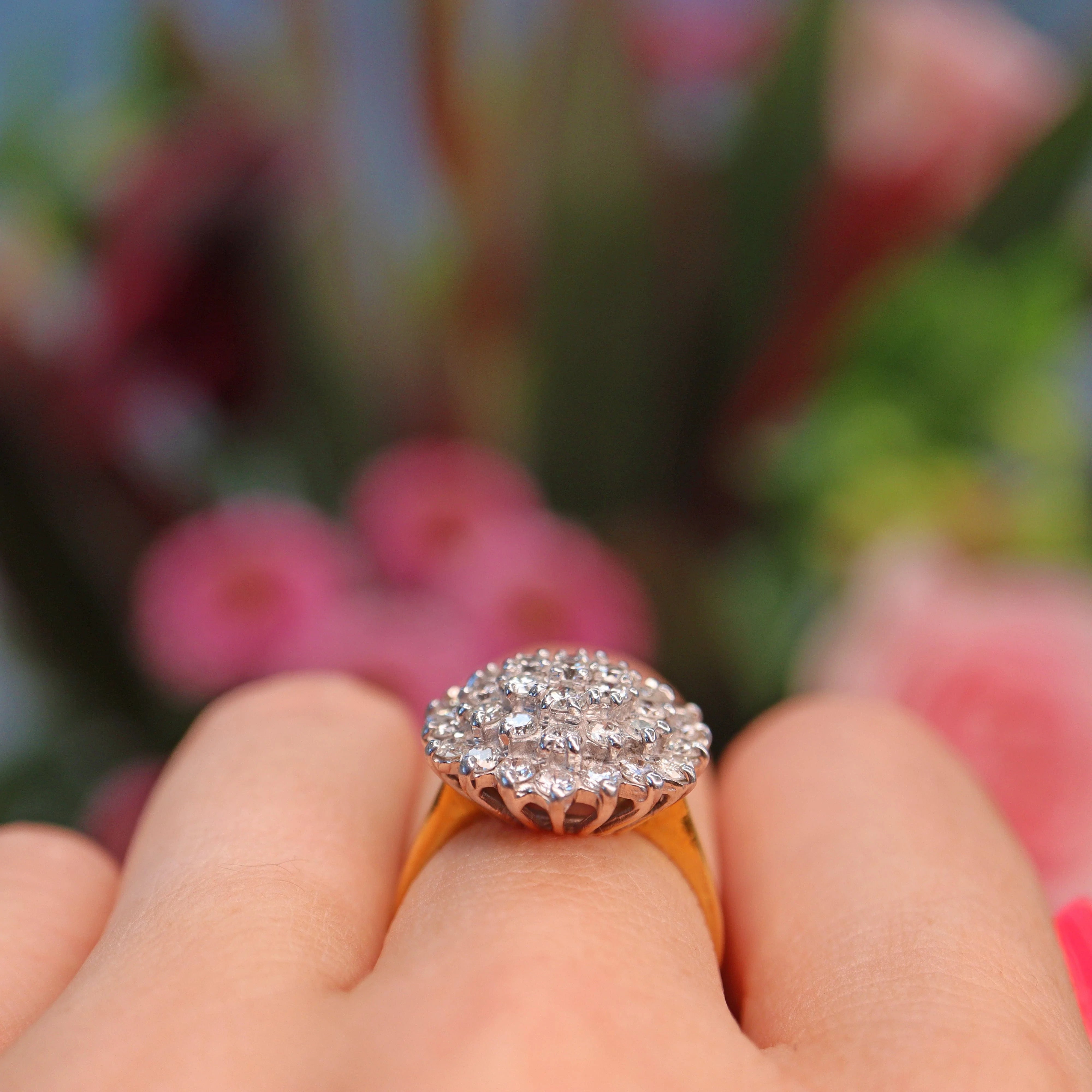 Ellibelle Jewellery Vintage 1988 Diamond 18ct Gold Cluster Dress Ring