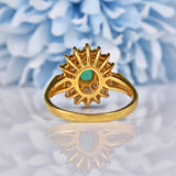 Ellibelle Jewellery Vintage 1988 Emerald & Diamond 18ct Gold Cluster Ring