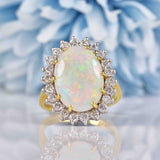 Ellibelle Jewellery Vintage 1988 Natural Opal & Diamond Cluster Ring