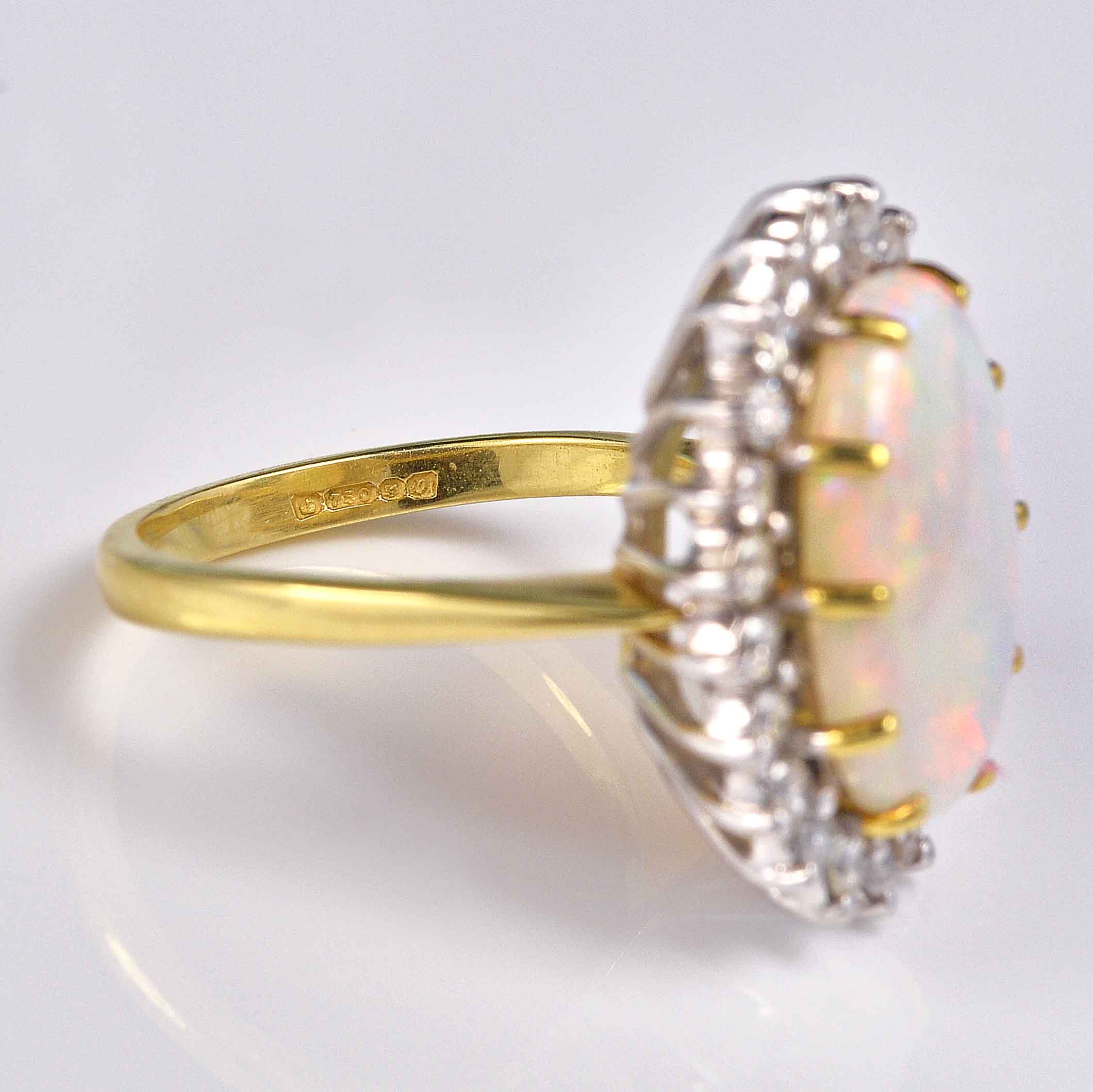Ellibelle Jewellery Vintage 1988 Natural Opal & Diamond Cluster Ring