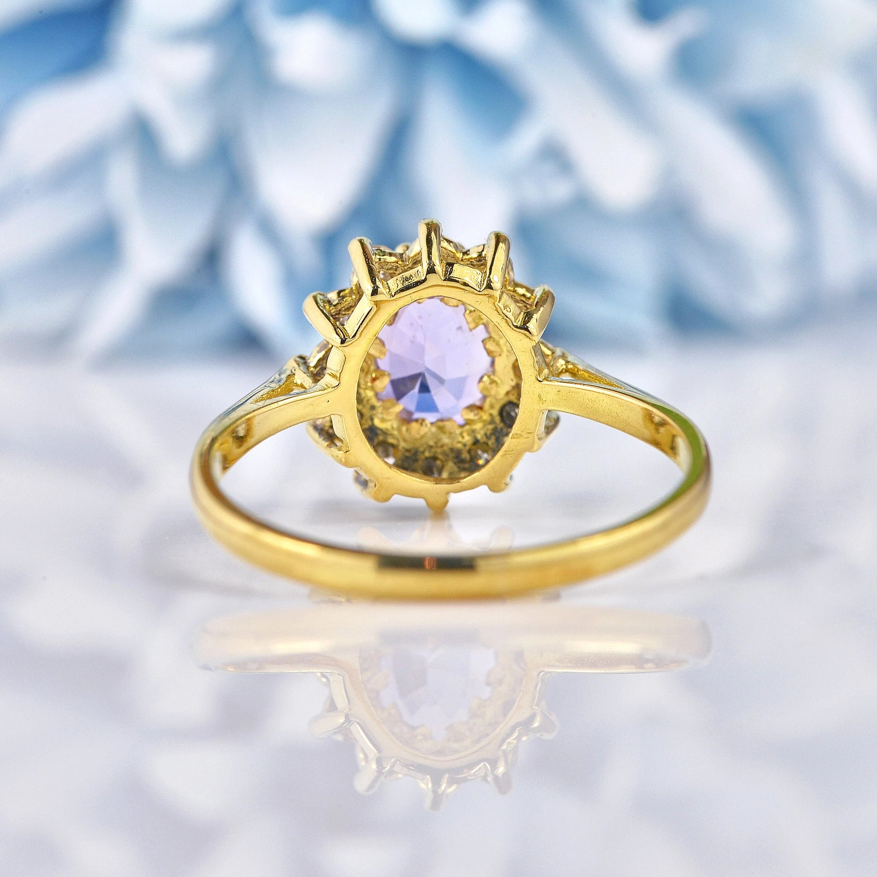 Ellibelle Jewellery Vintage 1988 Purple Sapphire & Diamond Cluster Ring