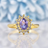 Ellibelle Jewellery Vintage 1988 Purple Sapphire & Diamond Cluster Ring