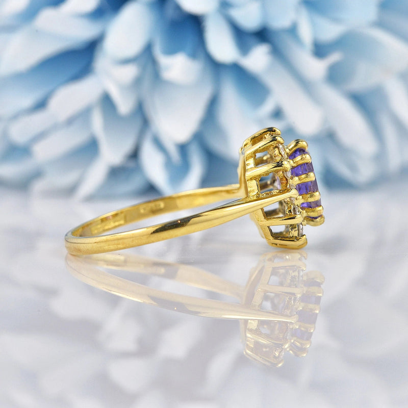 Ellibelle Jewellery Vintage 1988 Purple Sapphire & Diamond Cluster Ring
