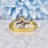 Ellibelle Jewellery Vintage 1989 Blue Sapphire & Diamond Marquise Cluster Ring