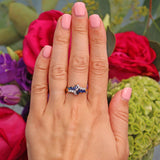 Ellibelle Jewellery Vintage 1989 Blue Sapphire & Diamond Marquise Cluster Ring