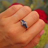 Ellibelle Jewellery Vintage 1989 Blue Sapphire & Diamond Marquise Cluster Ring