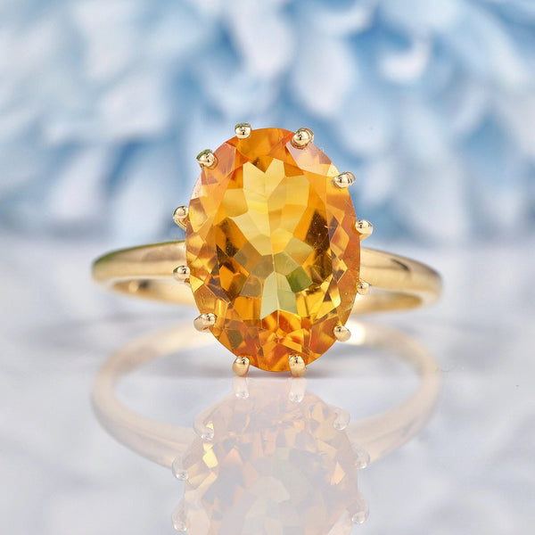 Ellibelle Jewellery Vintage 1989 Citrine 9ct Gold Solitaire Ring (4.50ct)
