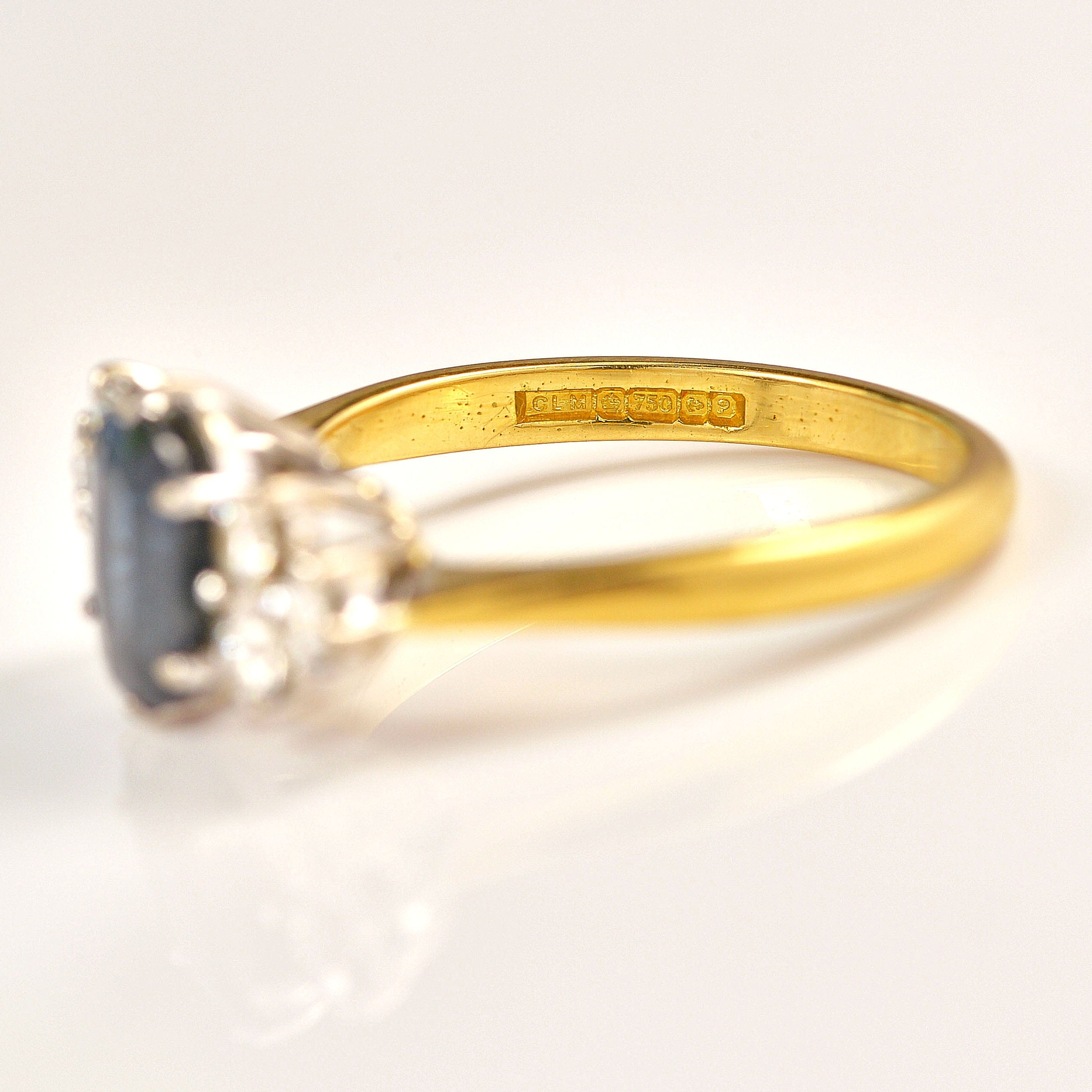 Ellibelle Jewellery Vintage 1989 Sapphire & Diamond 18ct Gold Seven Stone Ring