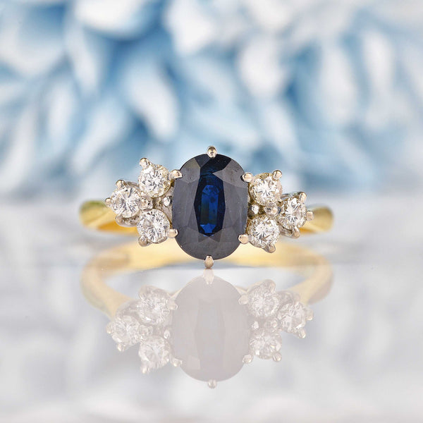 Ellibelle Jewellery Vintage 1989 Sapphire & Diamond 18ct Gold Seven Stone Ring