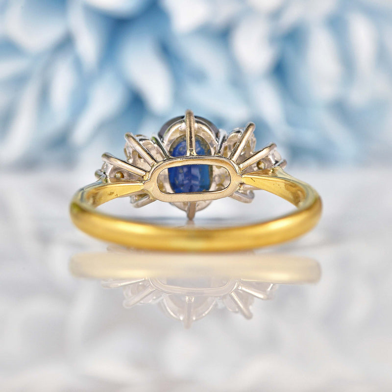 Ellibelle Jewellery Vintage 1989 Sapphire & Diamond 18ct Gold Seven Stone Ring