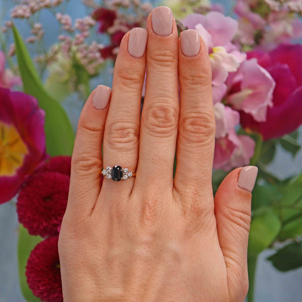 Ellibelle Jewellery Vintage 1989 Sapphire & Diamond 18ct Gold Seven Stone Ring