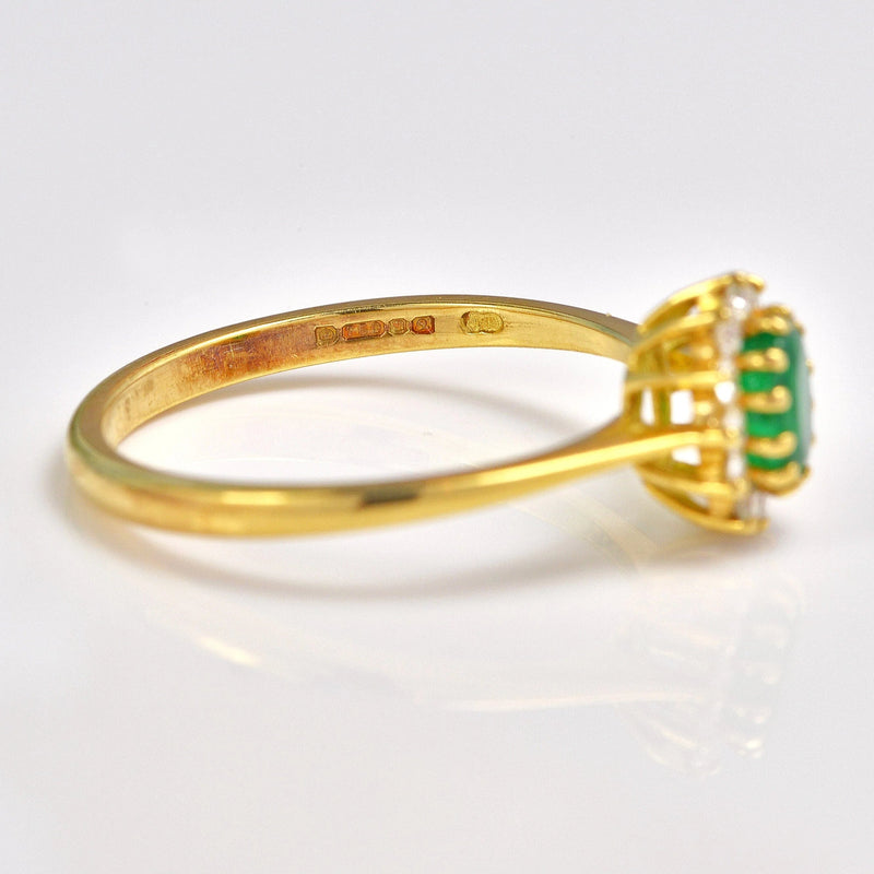Ellibelle Jewellery Vintage 1990 Natural Emerald & Diamond Cluster Ring