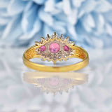 Ellibelle Jewellery Vintage 1990 Ruby & Diamond 18ct Gold Cluster Ring