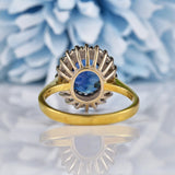 Ellibelle Jewellery Vintage 1990 Sapphire & Diamond 18ct Gold Cluster Ring (1.60ct)