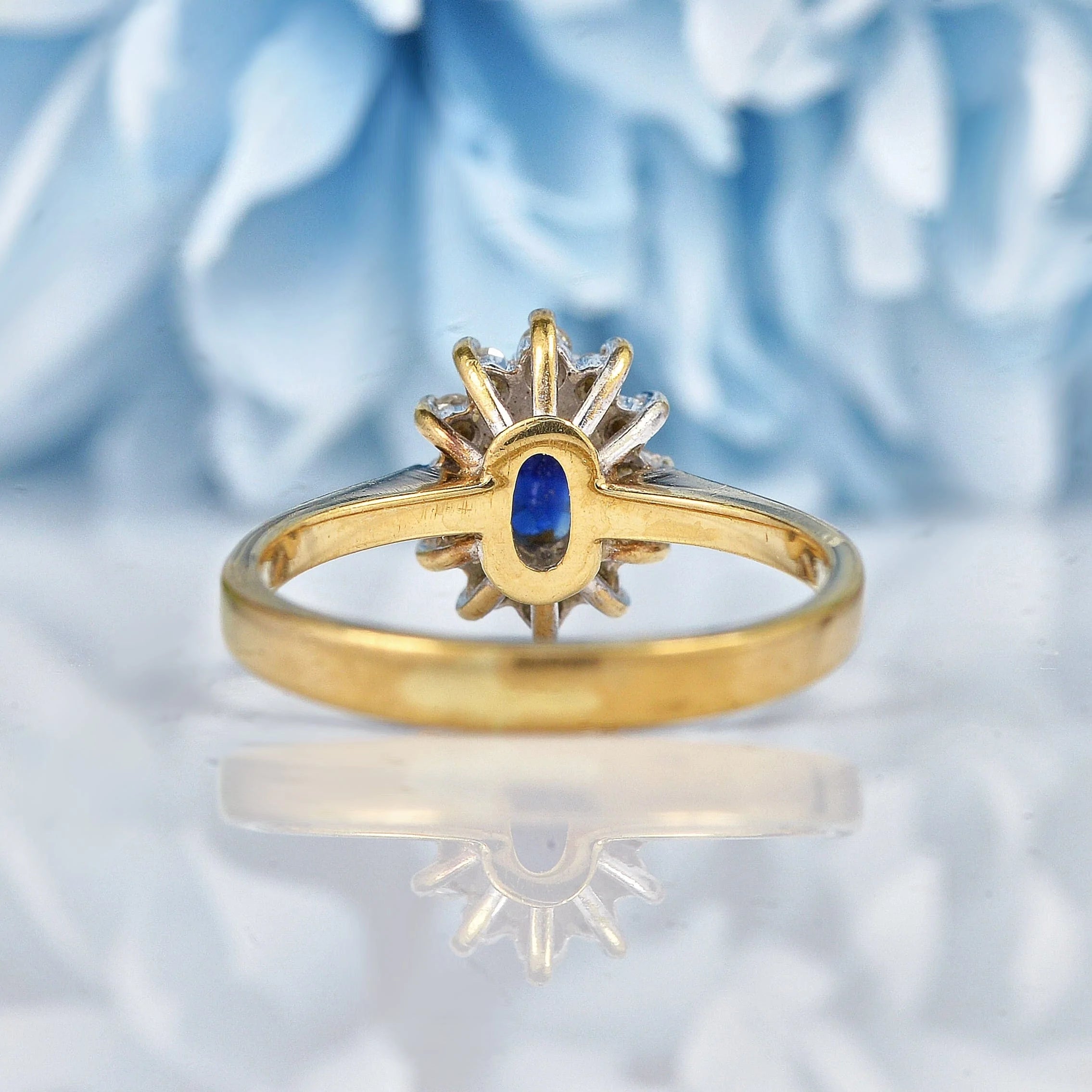 Ellibelle Jewellery Vintage 1990s Blue Sapphire & Diamond Cluster Ring
