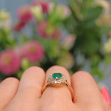 Ellibelle Jewellery Vintage 1990s Emerald & Diamond Bezel Cluster Ring