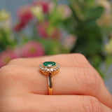 Ellibelle Jewellery Vintage 1990s Emerald & Diamond Bezel Cluster Ring