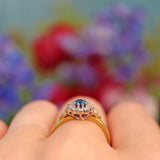 Ellibelle Jewellery Vintage 1990s Sapphire & Diamond Oval Cluster Ring