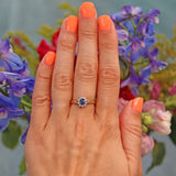 Ellibelle Jewellery Vintage 1990s Sapphire & Diamond Oval Cluster Ring