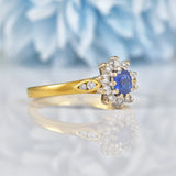 Ellibelle Jewellery Vintage 1990s Sapphire & Diamond Oval Cluster Ring