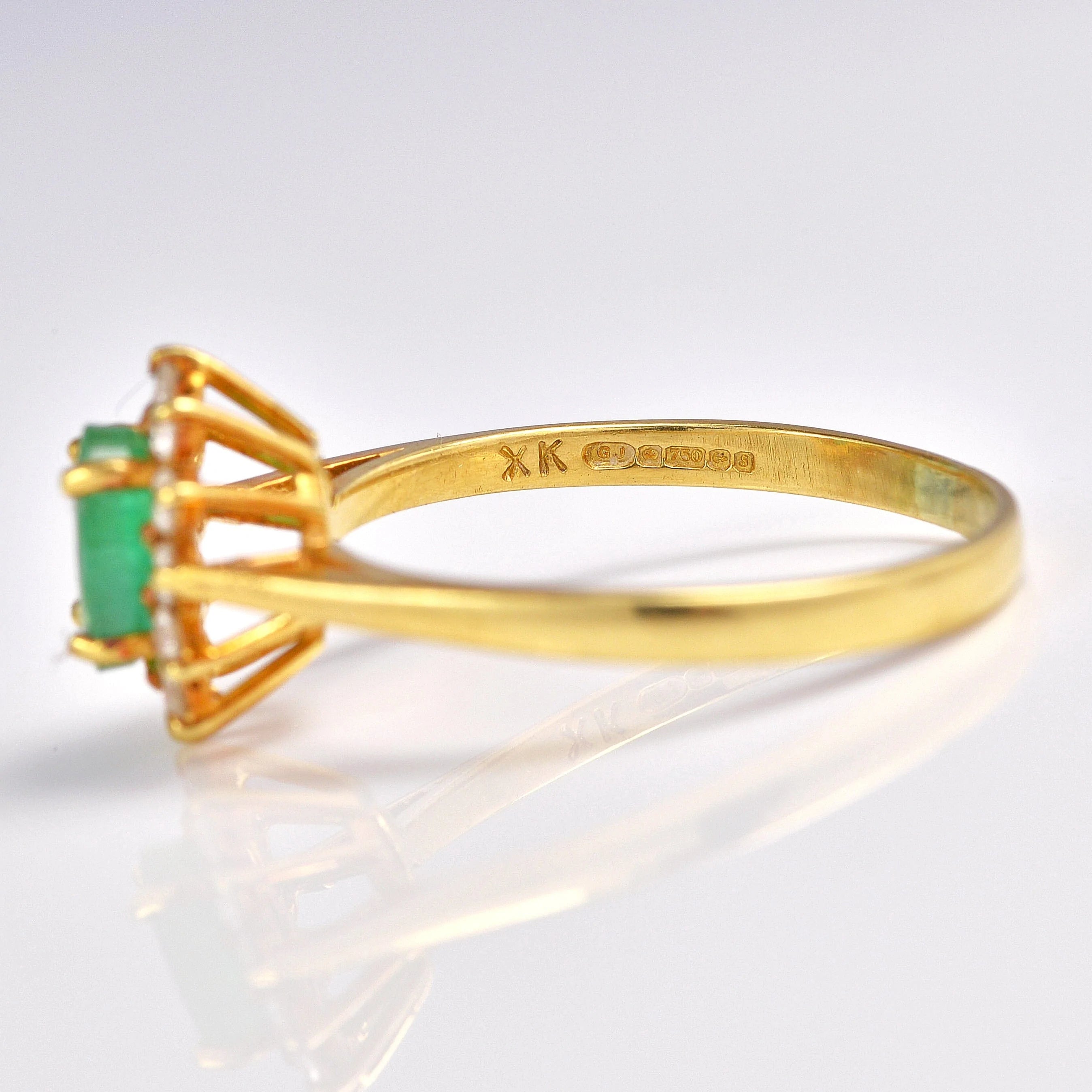 Ellibelle Jewellery Vintage 1992 Natural Emerald & Diamond Cluster Ring