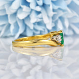 Ellibelle Jewellery Vintage 1993 Emerald & Diamond Three Stone Ring