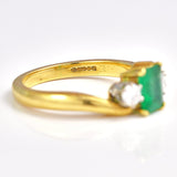 Ellibelle Jewellery Vintage 1993 Emerald & Diamond Three Stone Ring