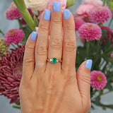 Ellibelle Jewellery Vintage 1993 Emerald & Diamond Three Stone Ring