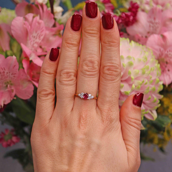 Ellibelle Jewellery Vintage 1993 Ruby & Diamond 18ct Gold Ring