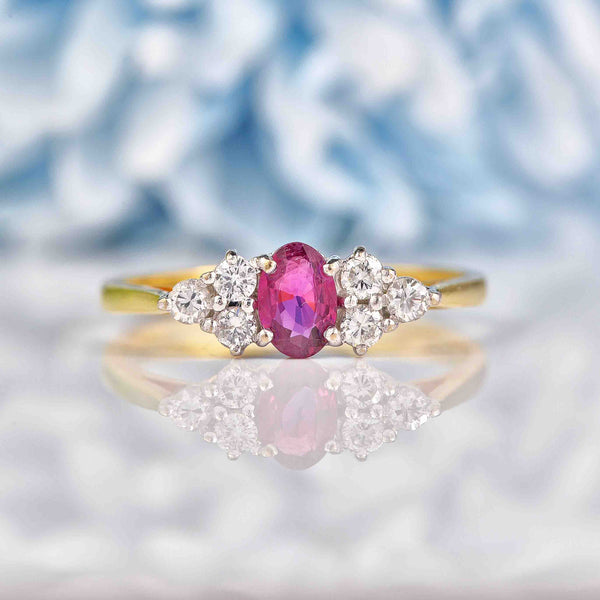 Ellibelle Jewellery Vintage 1993 Ruby & Diamond 18ct Gold Ring