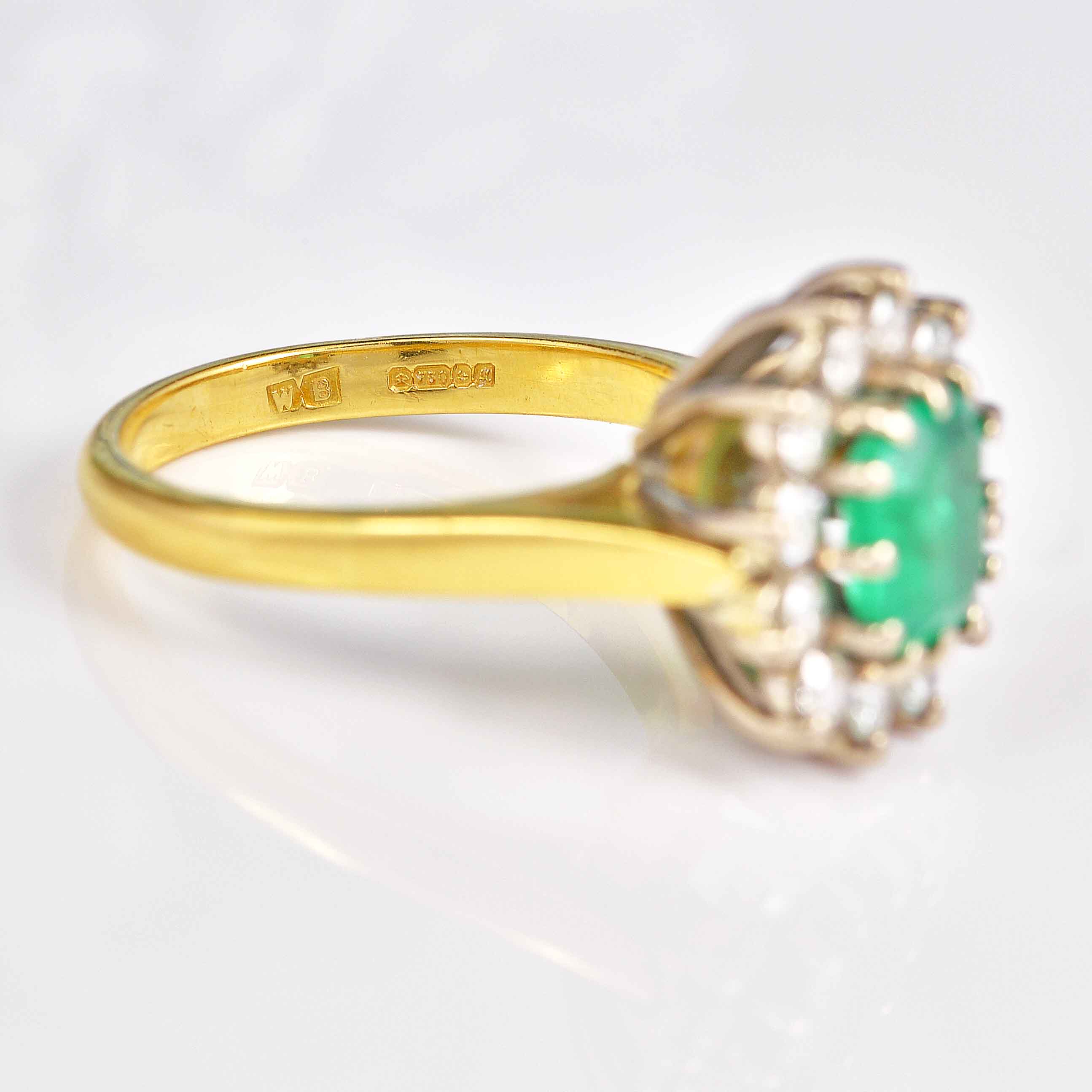 Ellibelle Jewellery Vintage 1994 Natural Emerald & Diamond Cluster Engagement Ring