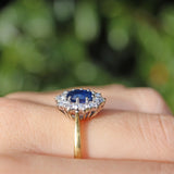 Ellibelle Jewellery Vintage 1994 Sapphire & Diamond 18ct Gold Cluster Ring