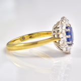 Ellibelle Jewellery Vintage 1994 Sapphire & Diamond 18ct Gold Cluster Ring
