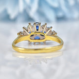 Ellibelle Jewellery Vintage 1995 Blue Sapphire & Diamond 18ct Gold Ring