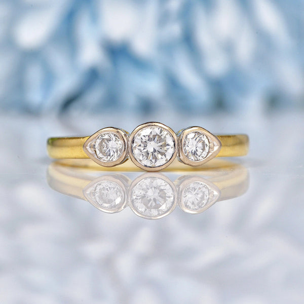 Ellibelle Jewellery Vintage 1996 Diamond Gold Three Stone Engagement Ring (0.50cts)