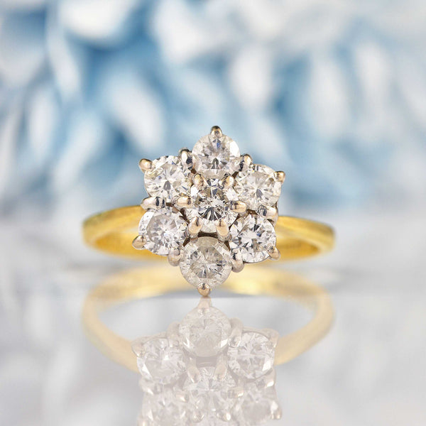 Ellibelle Jewellery Vintage 1998 1 Carat Diamond Daisy Cluster Ring