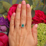 Ellibelle Jewellery Vintage 1998 Emerald & Diamond 18ct Gold Cluster Ring
