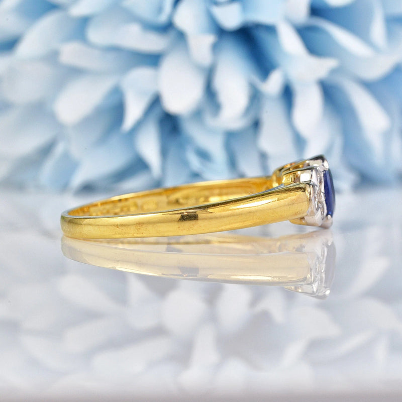 Ellibelle Jewellery Vintage 1998 Sapphire & Diamond 18ct Gold Bezel Ring