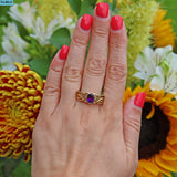 Ellibelle Jewellery VINTAGE 9CT GOLD AMETHYST SOLITAIRE KNOT RING