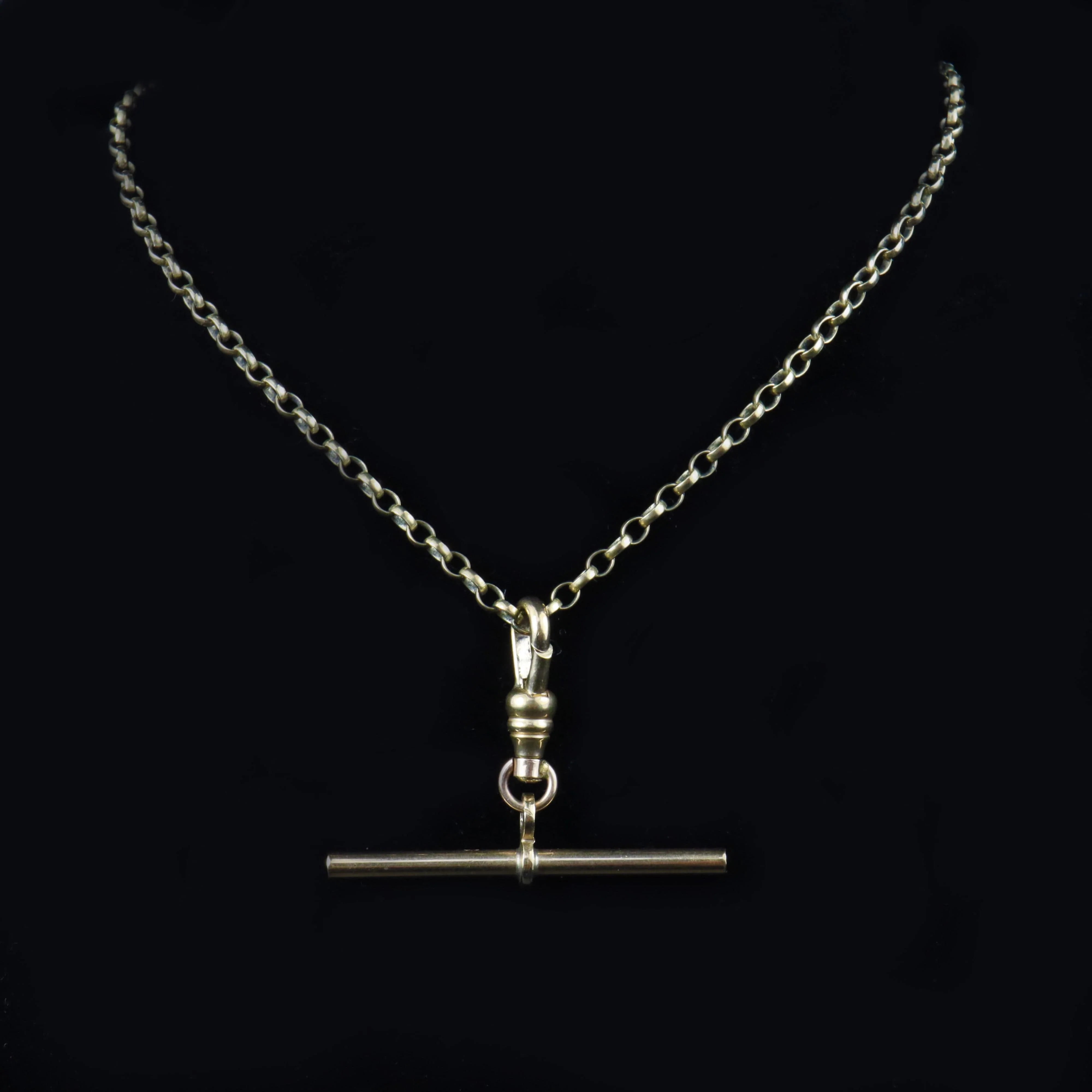 Ellibelle Jewellery VINTAGE 9CT GOLD BELCHER NECK CHAIN & T-BAR (16")