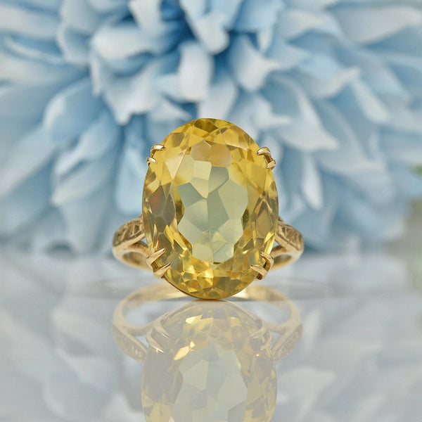 Ellibelle Jewellery VINTAGE 9CT GOLD CITRINE COCKTAIL RING