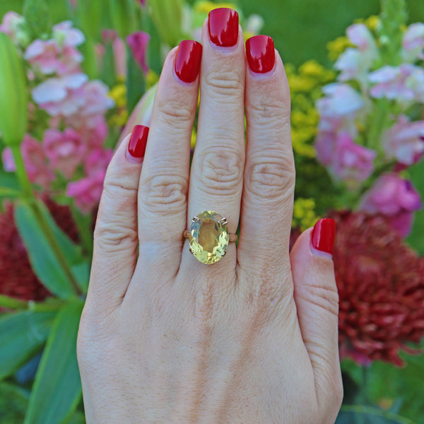 Ellibelle Jewellery VINTAGE 9CT GOLD CITRINE COCKTAIL RING