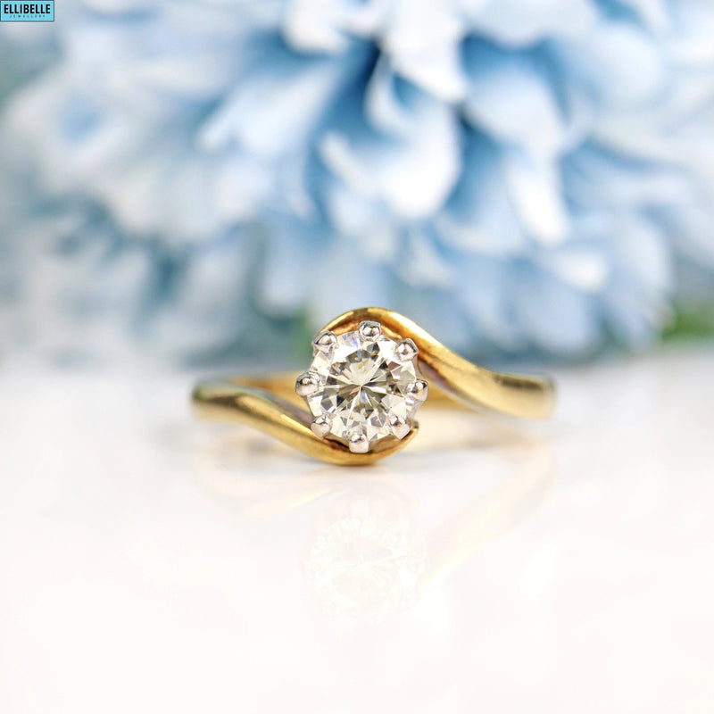 Vintage 9ct Gold Diamond Solitaire Engagement Ring - 1989