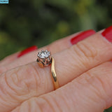 Vintage 9ct Gold Diamond Solitaire Engagement Ring - 1989