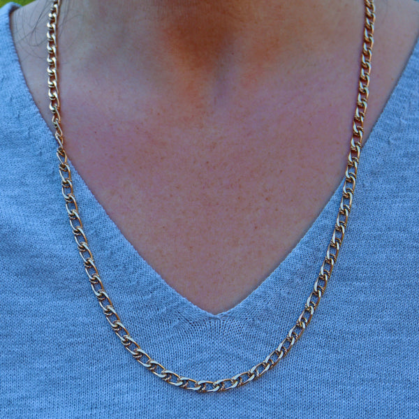 Ellibelle Jewellery VINTAGE 9CT GOLD FANCY CURB LINK NECK CHAIN (24")