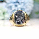 Vintage 9ct Gold Hematite Intaglio Signet Ring - London 1986