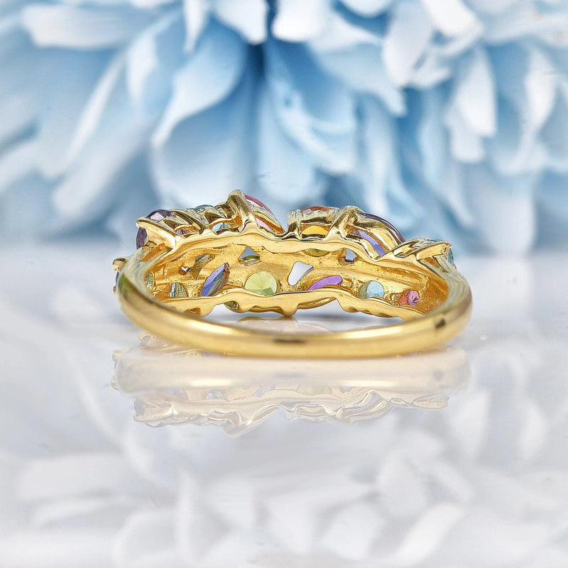 Ellibelle Jewellery Vintage 9ct Gold Multi Gem Cluster Ring