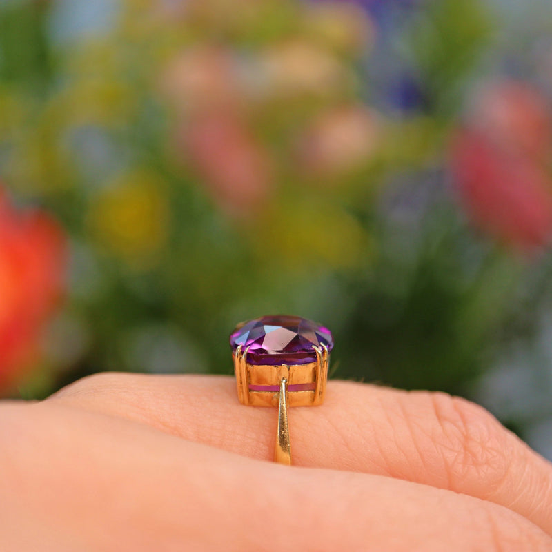 Ellibelle Jewellery Vintage Amethyst 18ct Yellow Gold Solitaire Ring